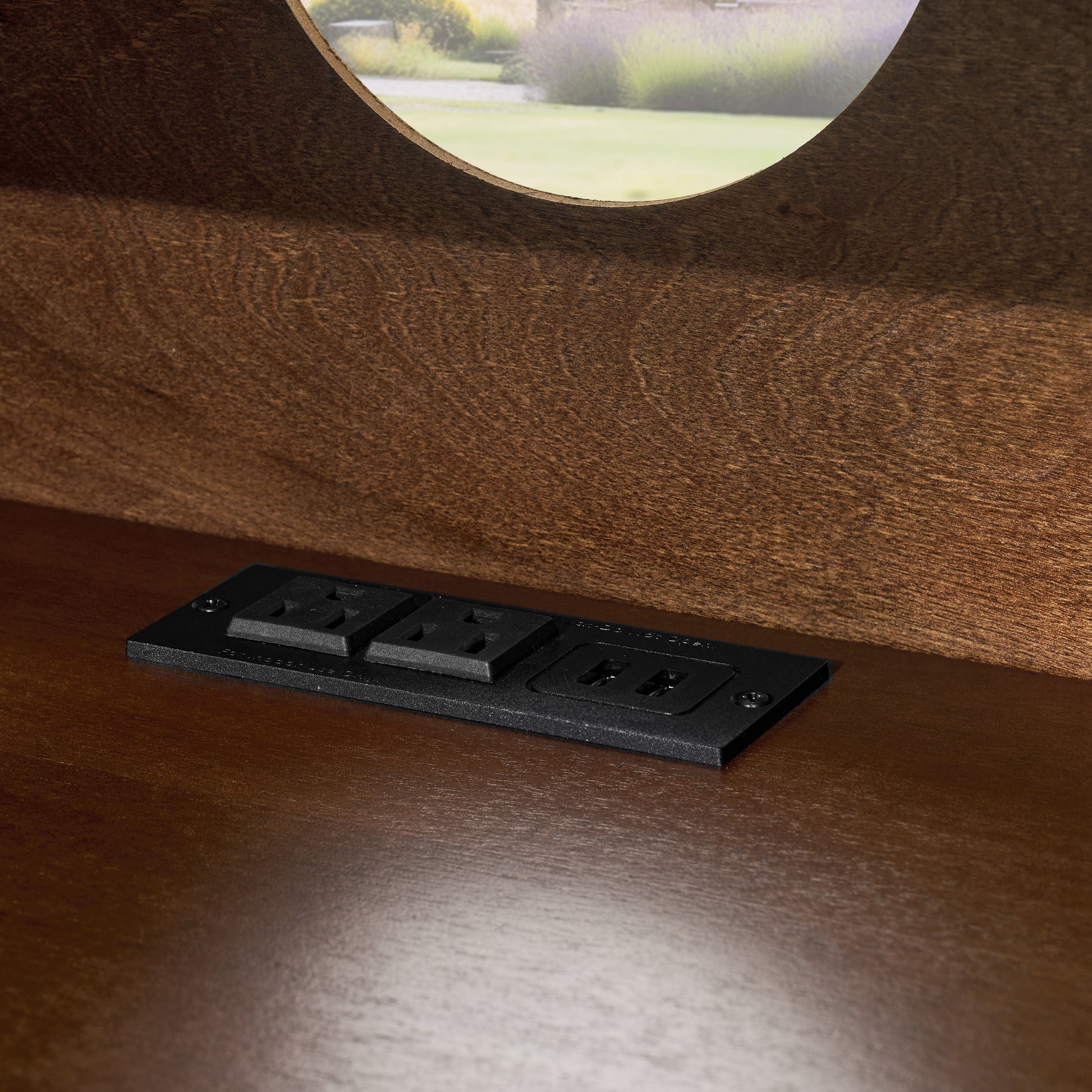 Mid Century Modern Fluted Nightstand with Charging Station USB Ports & Outlet Hole & 4 Solid Wood Legs, Farmhouse End Table with Open Space and Drawer Dresser, Walnut image 6