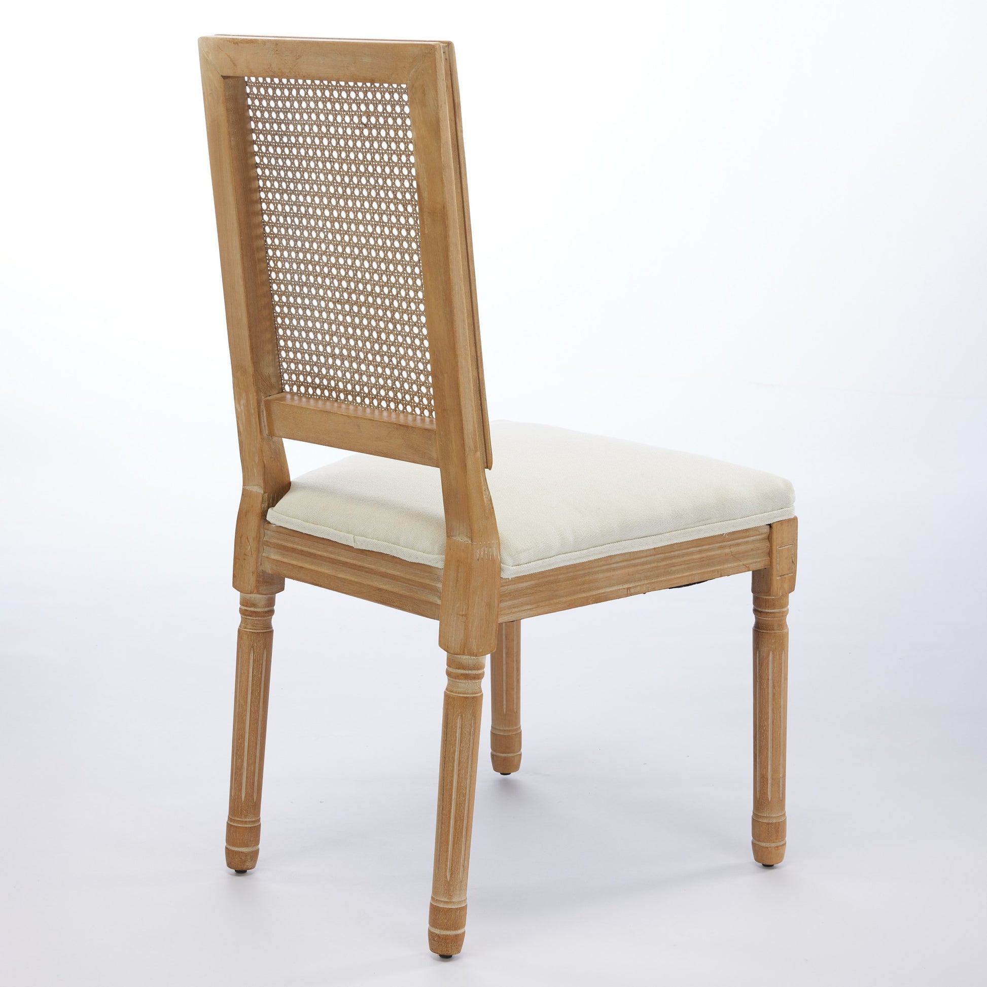French Decor Chairs Set of 2, Louis Dining Chairs with Square Rattan Backrest and Exquisitely Carved Solid Wood Frame for Living Room, Kitchen, Restaurant,SW1779BG, Beige image 6