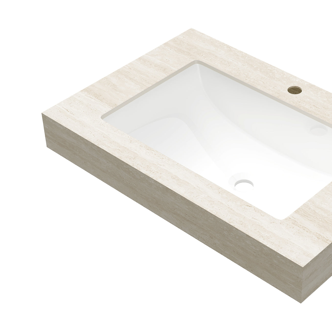 30" Roma Travertine-Pattern Sintered Stone Countertop and Undermount Ceramic Basin, NO Cabinet, NO Faucet and Drain, Suitable for Vanity TILLEY, YOLAN, FRIGGA, etc. image 3