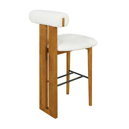 Renee Indoor Wooden Upholstered Barstool, Walnut Finished and White Upholstery, Set of 2 image 8