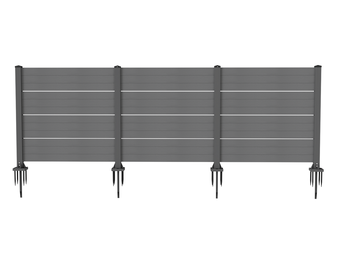 50" W x 49" H Outdoor Privacy Screen, Air Conditioner Fence, All-Weather Vinyl Privacy Fence Screens with Aluminum Posts, 3 Panels, Dark Grey image 1