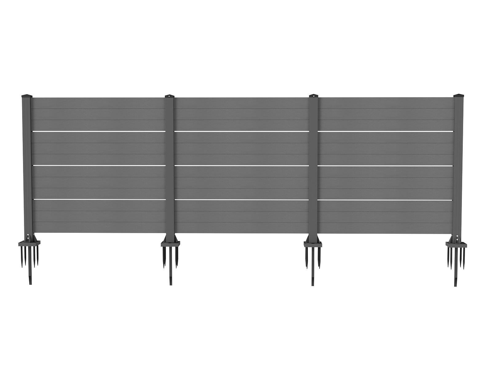 50" W x 49" H Outdoor Privacy Screen, Air Conditioner Fence, All-Weather Vinyl Privacy Fence Screens with Aluminum Posts, 3 Panels, Dark Grey image 1