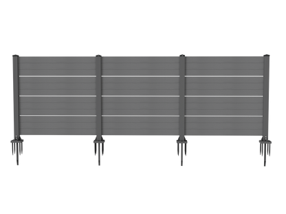 50" W x 49" H Outdoor Privacy Screen, Air Conditioner Fence, All-Weather Vinyl Privacy Fence Screens with Aluminum Posts, 3 Panels, Dark Grey image 1
