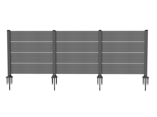 50" W x 49" H Outdoor Privacy Screen, Air Conditioner Fence, All-Weather Vinyl Privacy Fence Screens with Aluminum Posts, 3 Panels, Dark Grey image 1