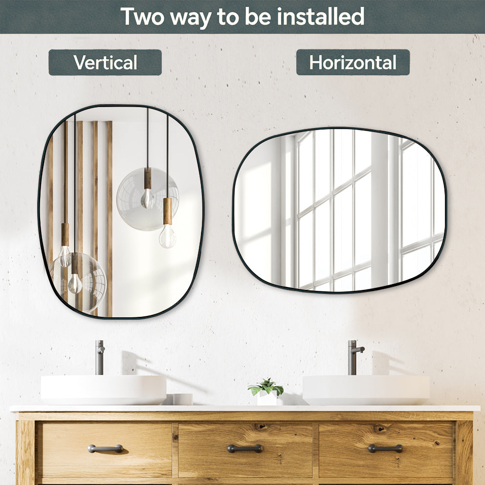 24x32 in Black Metal Framed Oval Vanity Bathrrom Mirror for Wall image 6