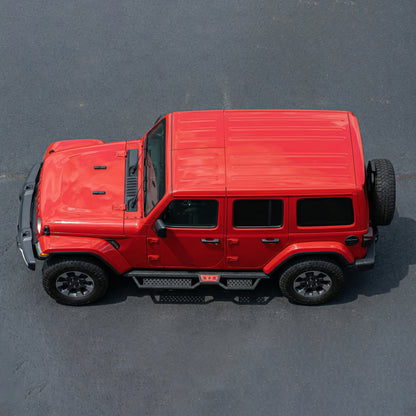 Running Boards with Two Stairs Design All-Steel Build, Bolt-on Side Steps Compatible with 2018-2026 Jeep Wrangler JL 4 Doors, Black Powder Coated Nerf Bar, Hexagonal Pipe Design. image 3