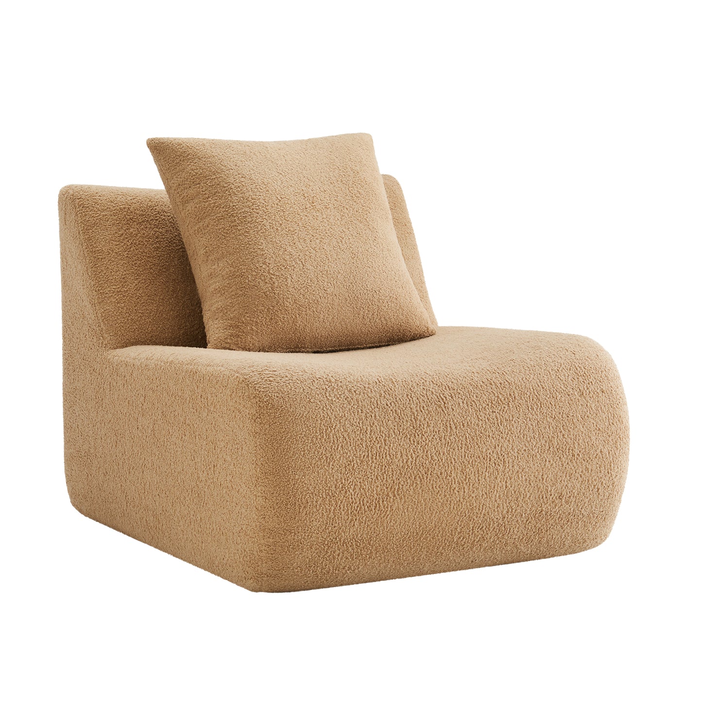 Armless Sofa W/Pillow Teddy Fabric-Camel image 3