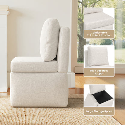 Armless Lounge Sofa Chair, Soft Corduroy Upholstered Accent Chair with High-Density Sponge Cushion, Comfy Single Sofa Seat for Living Room Bedroom, No Assembly Required image 5