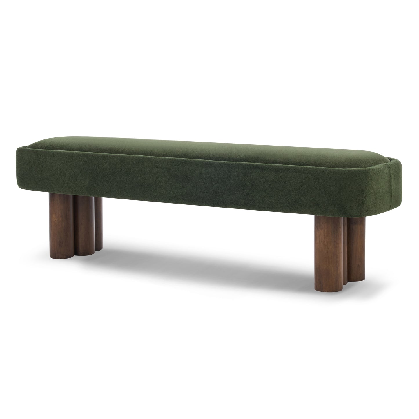 Indoor Green Fabric Dining Bench with Walnut Color Legs, 60.04'L Upholstered Seating for Kitchen, Dining Room and Living Space,250lbs Capacity image 6