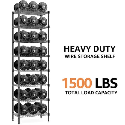 8 Tier 2000 lbs Storage Rack Metal Wire Shelving Unit, Storage Standing Shelf Organizer for Laundry Bathroom Kitchen Pantry Closet Garage Basement Utility Room, Black 13.8" D x 23.6" W x 79.5" H image 7