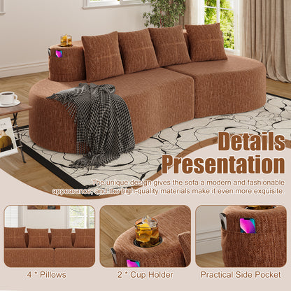 Modern Curved Sectional 3 Seat Minimalist Elegant Half Moon Sofa Compressed Modular Sectional Sofa for Living Room, Office, Apartment image 2