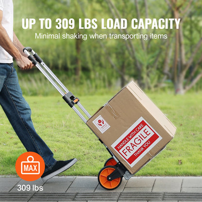 Folding Hand Truck, 309 lbs Load Capacity, Aluminum Portable Cart, Convertible Hand Truck and Dolly with Telescoping Handle and PP+TPR Wheels, Ultra Lightweight Super Strong for Moving Warehouse image 5