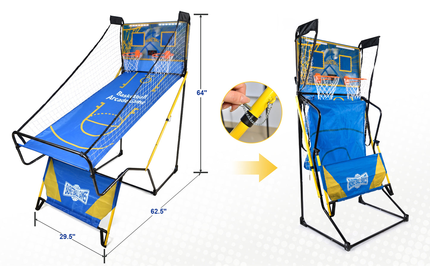 Dual Shot Foldable Basketball Arcade Game, LED Digital Scoreboard, 4 Balls & Pump, Indoor Family Entertainment Game image 4