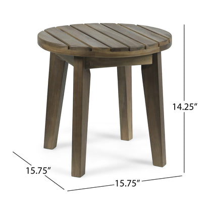 Outdoor 16" Acacia Wood Side Table, Gray Finish image 6