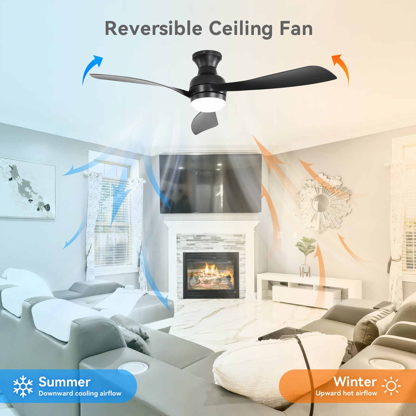 52" Ceiling Fan with Lights, Dimmable LED, Reversible DC Motor, Light Memory, for Bedroom, Living Room, Kitchen image 8