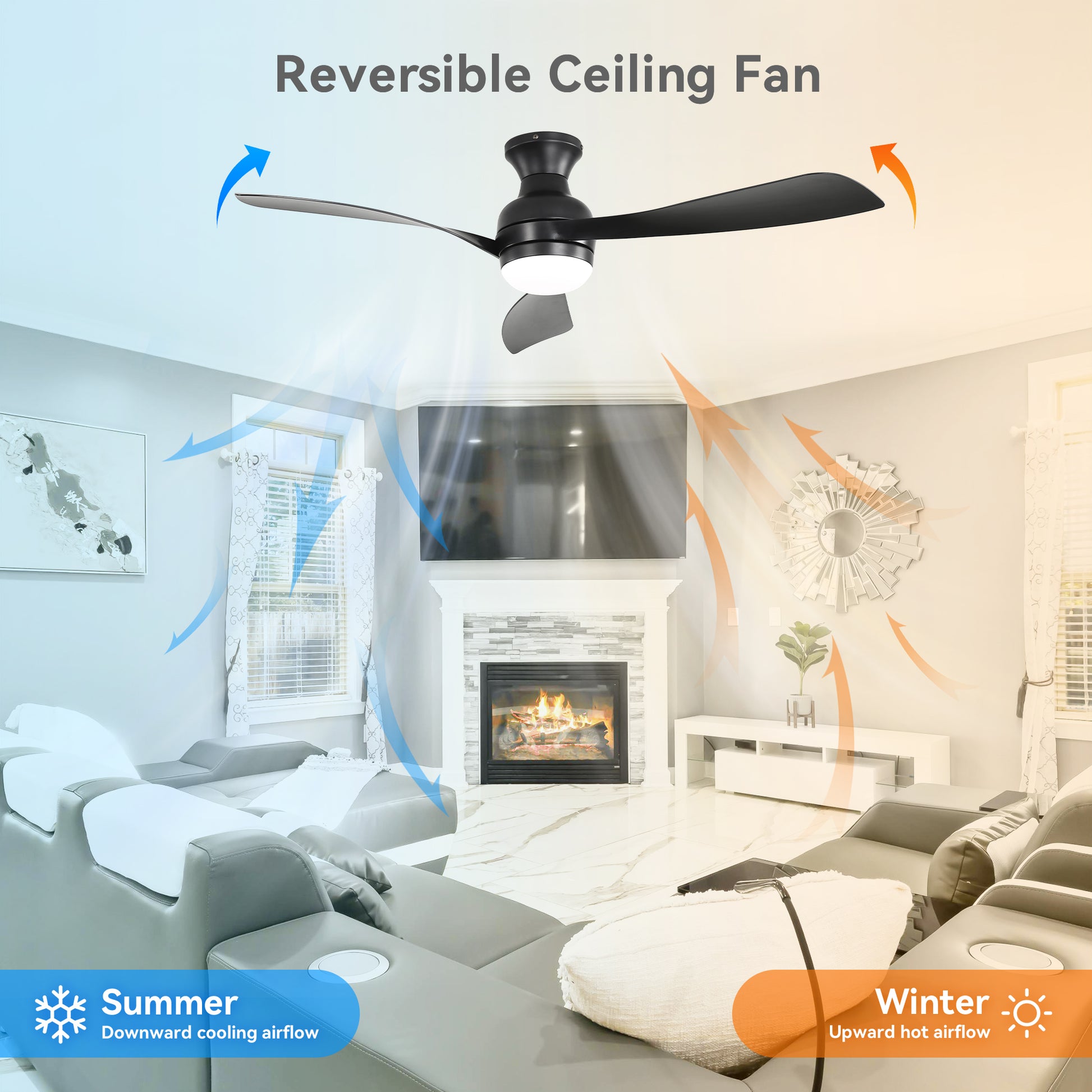 52" Ceiling Fan with Lights, Dimmable LED, Reversible DC Motor, Light Memory, for Bedroom, Living Room, Kitchen image 8