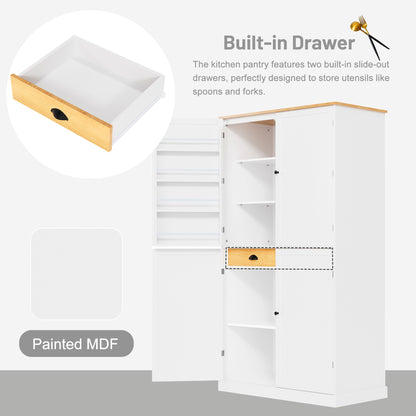 [Assembly Video Provided]TOPMAX 40.2x20x71.3inch High Freestanding Kitchen Pantry Large Cupboard Storage Cabinet with 2 Drawers, 2 Adjustable Shelves, 8 Door Shelves for Kitchen, Dining Room,White image 6
