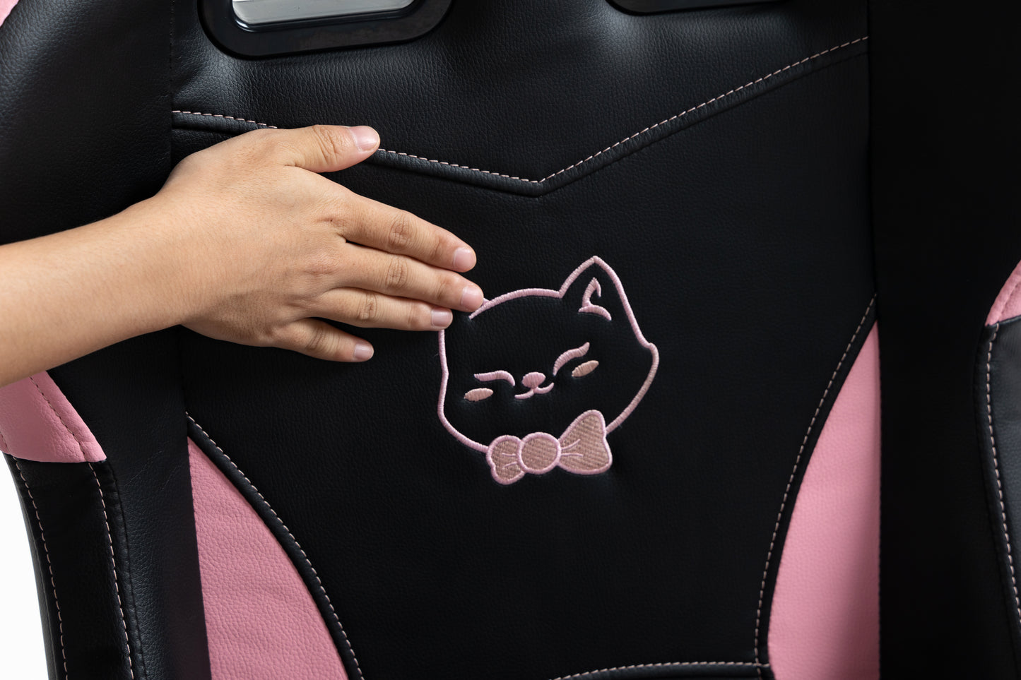Cute Cat Gaming Chair with Paw Lumbar Cushion, PC Video Gamer Chair for Girl Teen Woman (Black) image 4