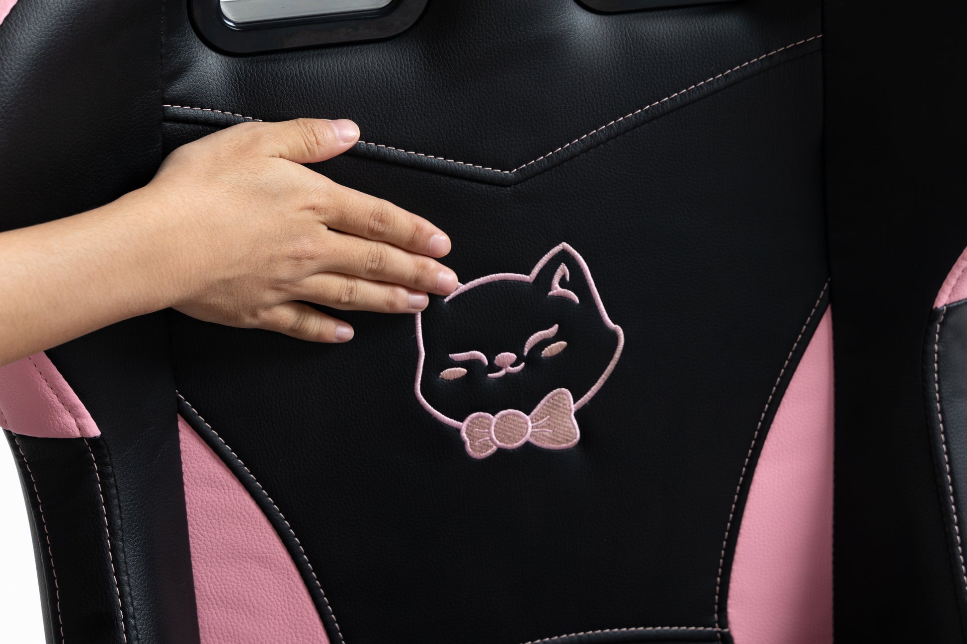 Cute Cat Gaming Chair with Paw Lumbar Cushion, PC Video Gamer Chair for Girl Teen Woman (Black) image 4