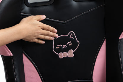 Cute Cat Gaming Chair with Paw Lumbar Cushion, PC Video Gamer Chair for Girl Teen Woman (Black) image 4