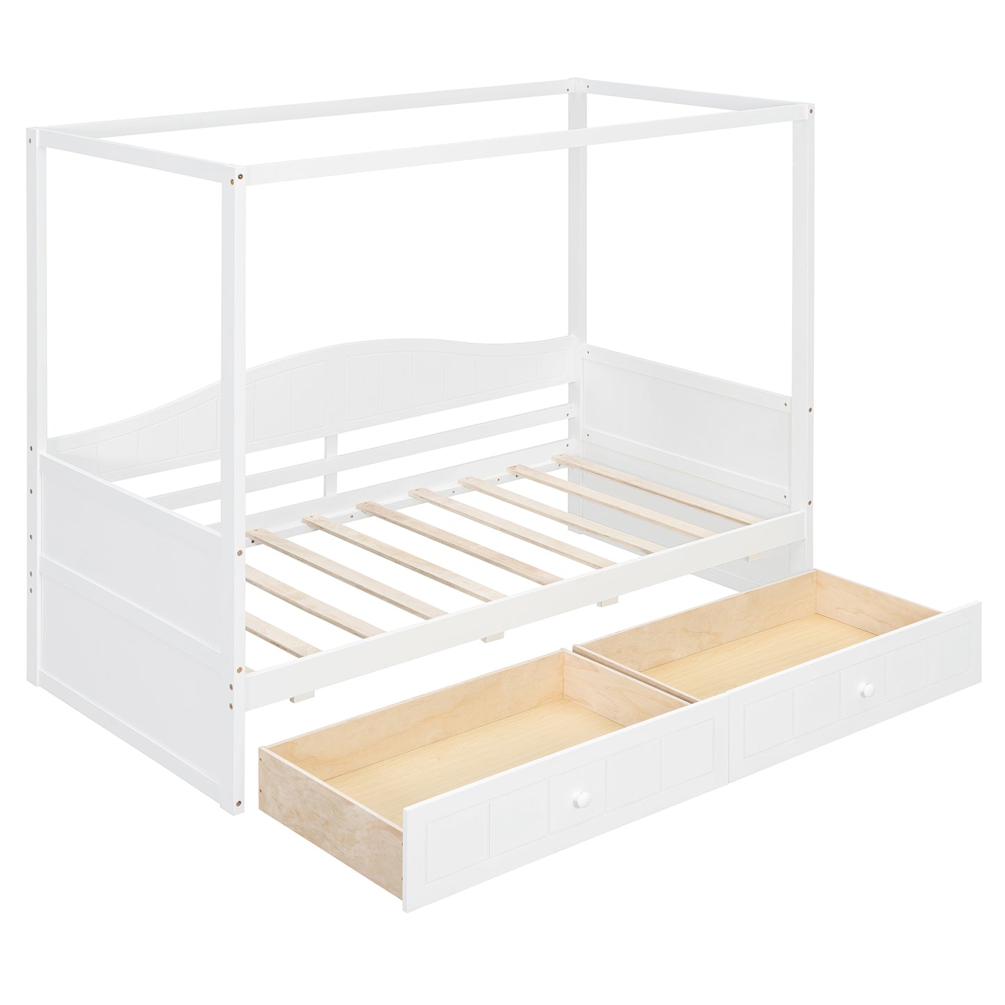 Twin Size Canopy Day Bed with 2 Drawers, White(Old SKU: N708P373435K) image 3