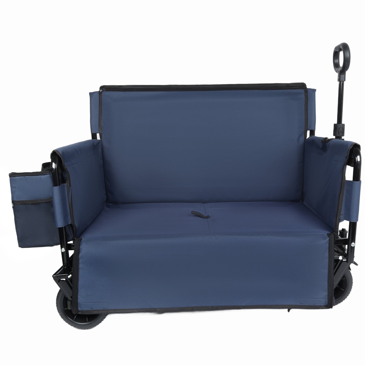 3-in-1 Folding Wagon Cart with Bench Seat & Storage, patent protection- Includes 1 ice pack, 500lbs Heavy-Duty, 180L Capacity All-Terrain Wheels for Camping, Beach, Sports, Garden, dark blue image 11