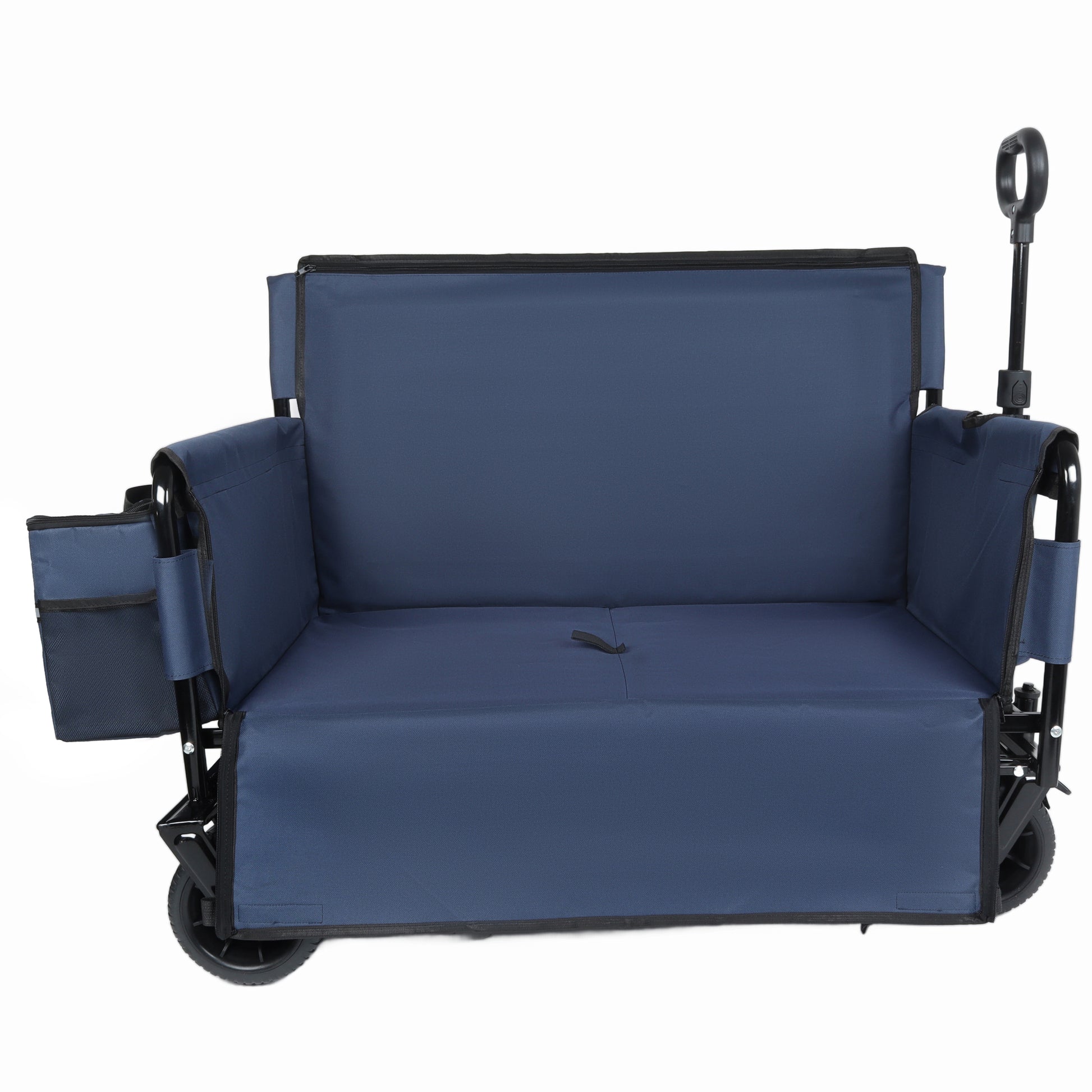 3-in-1 Folding Wagon Cart with Bench Seat & Storage, patent protection- Includes 1 ice pack, 500lbs Heavy-Duty, 180L Capacity All-Terrain Wheels for Camping, Beach, Sports, Garden, dark blue image 11