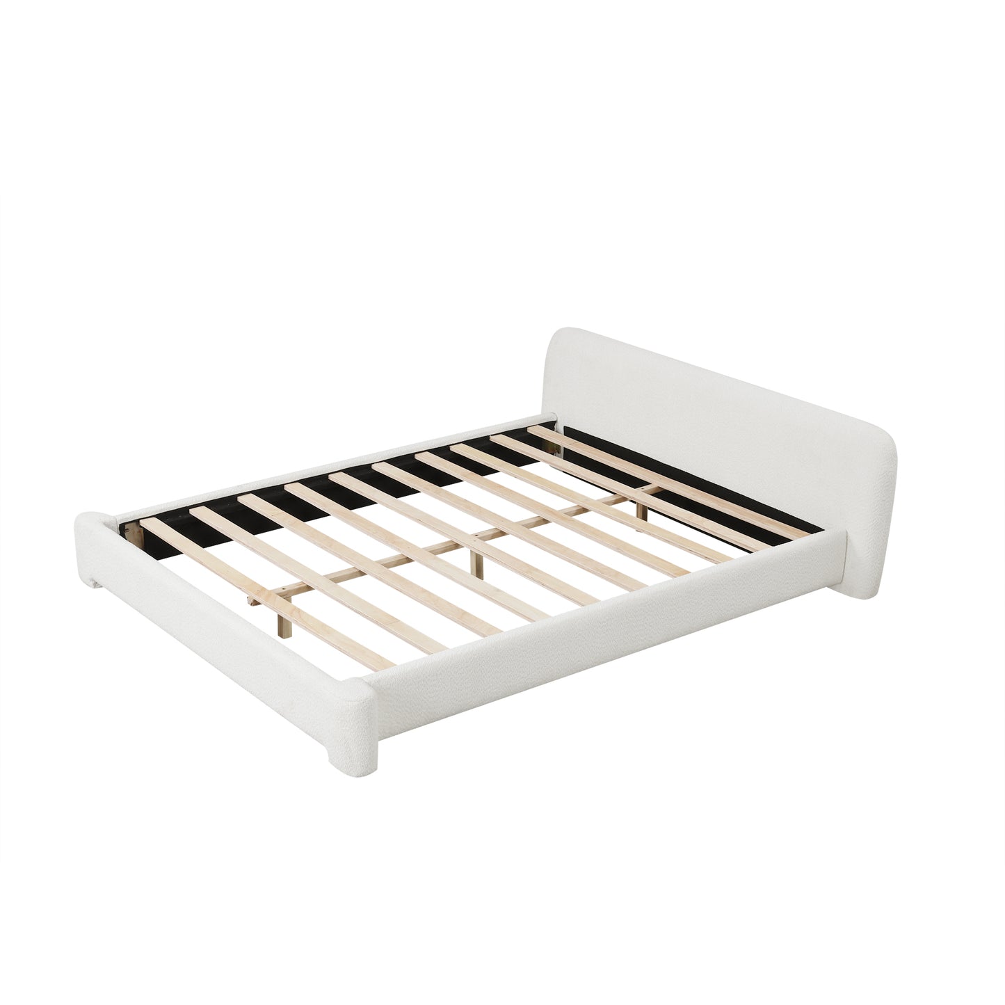 [Cozy White Bouce Upholstered Bed[ - A Dreamy Addition to Your Bedroom, KING image 2