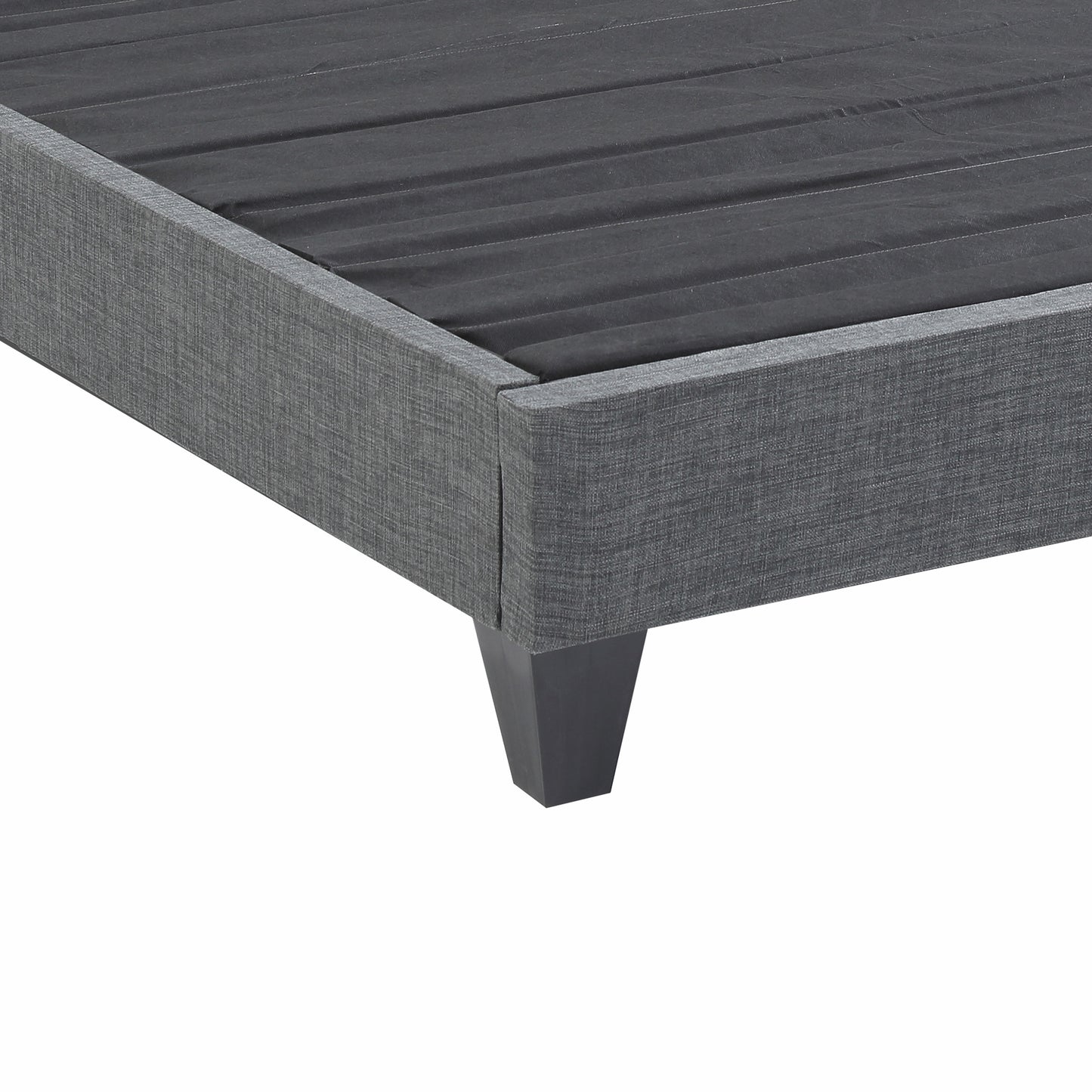Contemporary Grey Upholstered Platform Bed, Polyester Fabric Bed Frame, Reinforced Support Geometric Foot Platform Bed No Box Spring Needed, Easy Assembly,California King image 10
