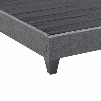 Contemporary Grey Upholstered Platform Bed, Polyester Fabric Bed Frame, Reinforced Support Geometric Foot Platform Bed No Box Spring Needed, Easy Assembly,Twin image 10