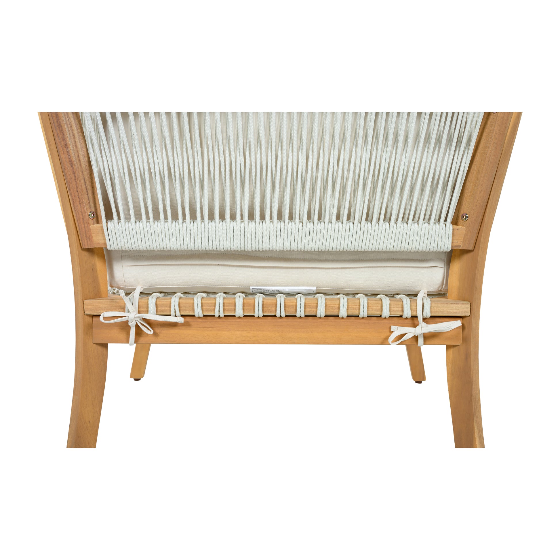 30.3" Outdoor Acacia Wood Patio Chair with Woven Rope Accents, Weather-Resistant Single Lounge Chair with Thick Cushions, Modern Accent Chair for Backyard, Deck, Poolside image 5