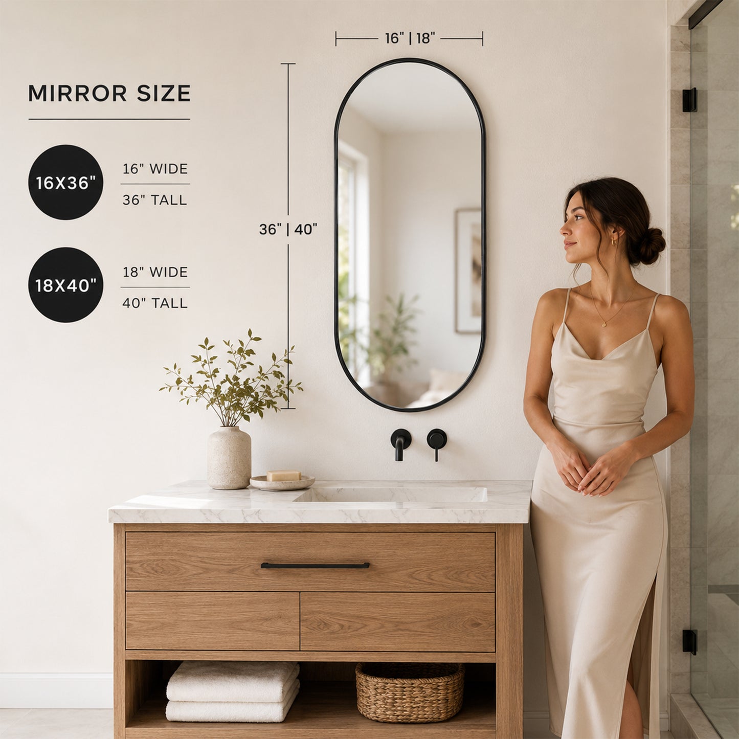BLACK PVC frame mirror 18X40 INCH image 9