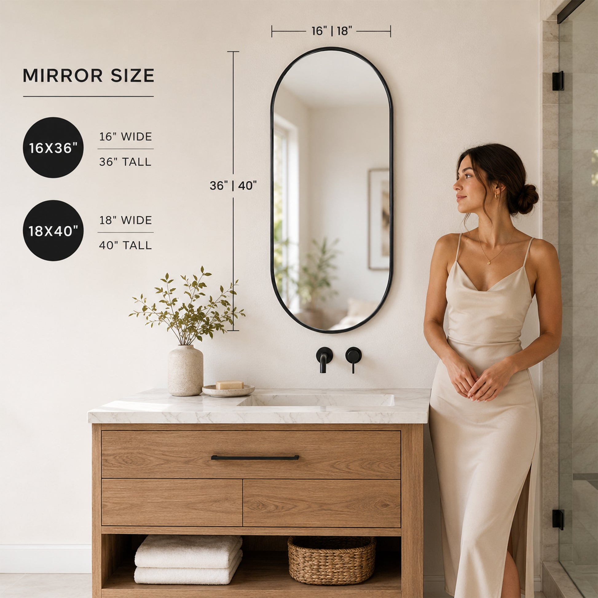 BLACK PVC frame mirror 18X40 INCH image 9