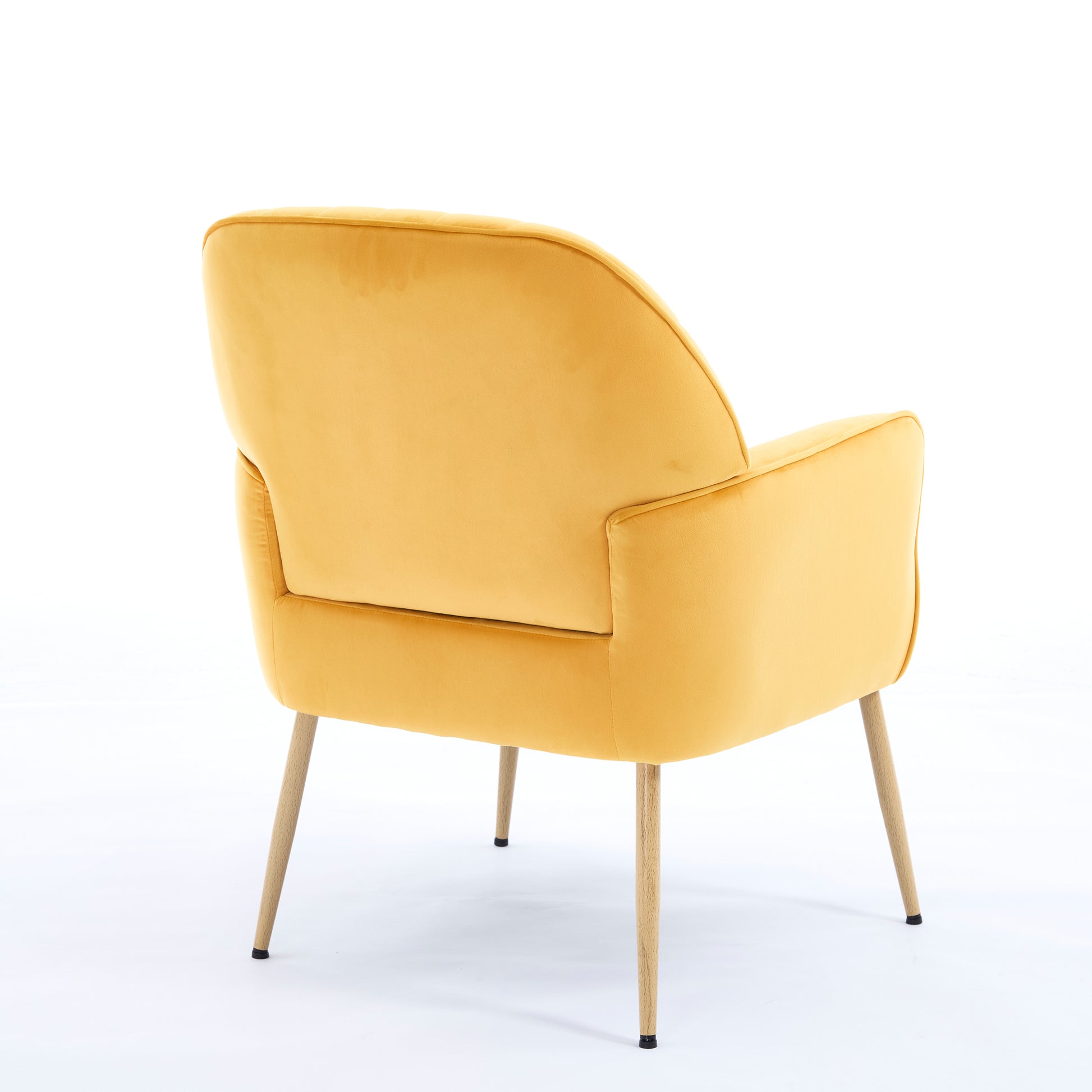 Velvet Accent Chair, Modern Upholstered Living Room Chairs, Luxury Single Sofa Armchair with Metal Legs, Comfy Barrel Chairs for Living Room, Waiting Room, Bedroom, Office and Cafe, Yellow image 10