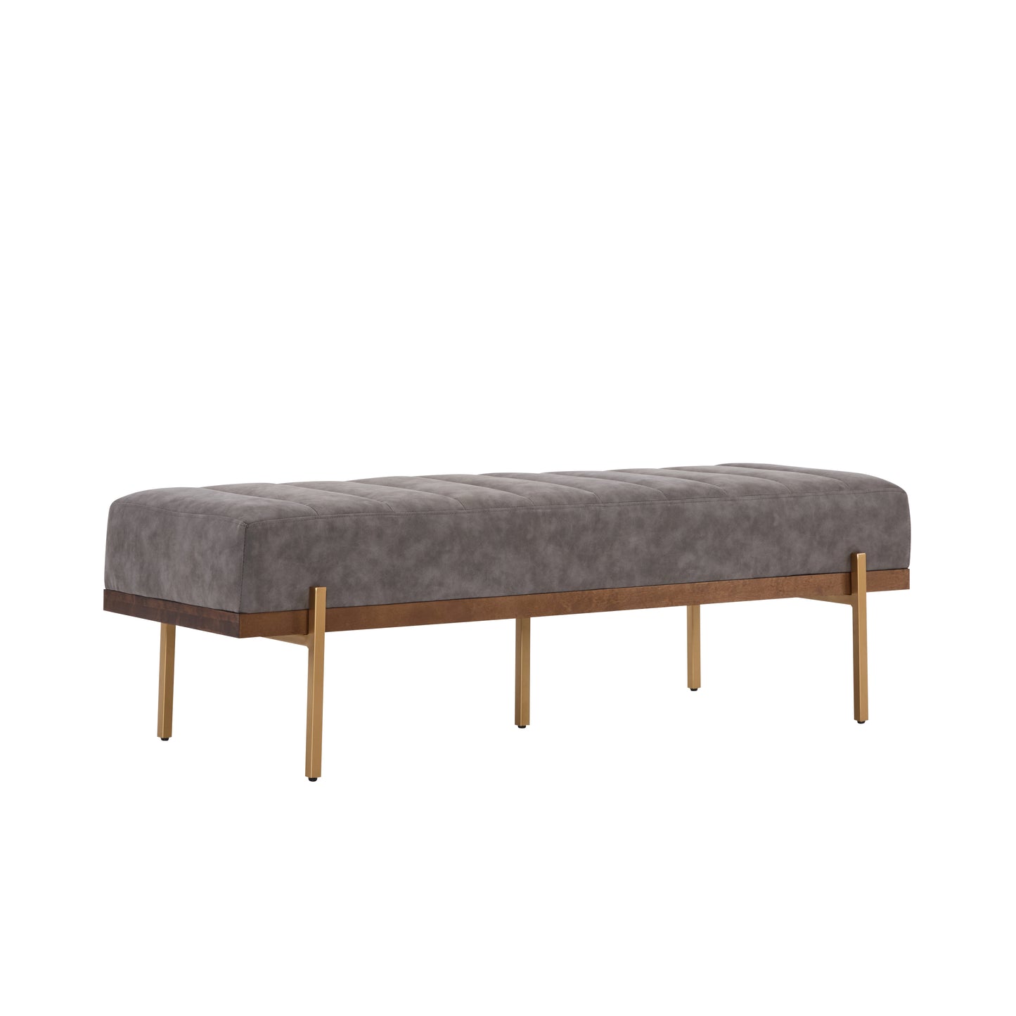 Upholstered Channel Tufted Ottoman Bench Seat with Gold Legs image 6