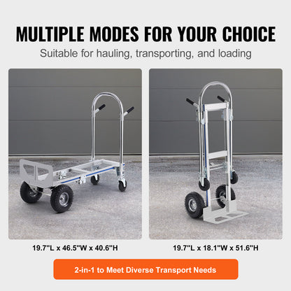 Aluminum Hand Truck, 2 in 1, 800 lbs Load Capacity, Heavy Duty Industrial Convertible Folding Hand Truck and Dolly, Utility Cart Converts from Hand Truck to Platform Cart with Rubber Wheels image 5
