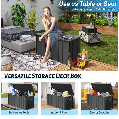 Outdoor Storage Box, 200 Gallon Metal Deck Box Built-in a Oxford Fabric Storage Bag, Lockable & Waterproof Outside Patio Storage Box - Gray image 9