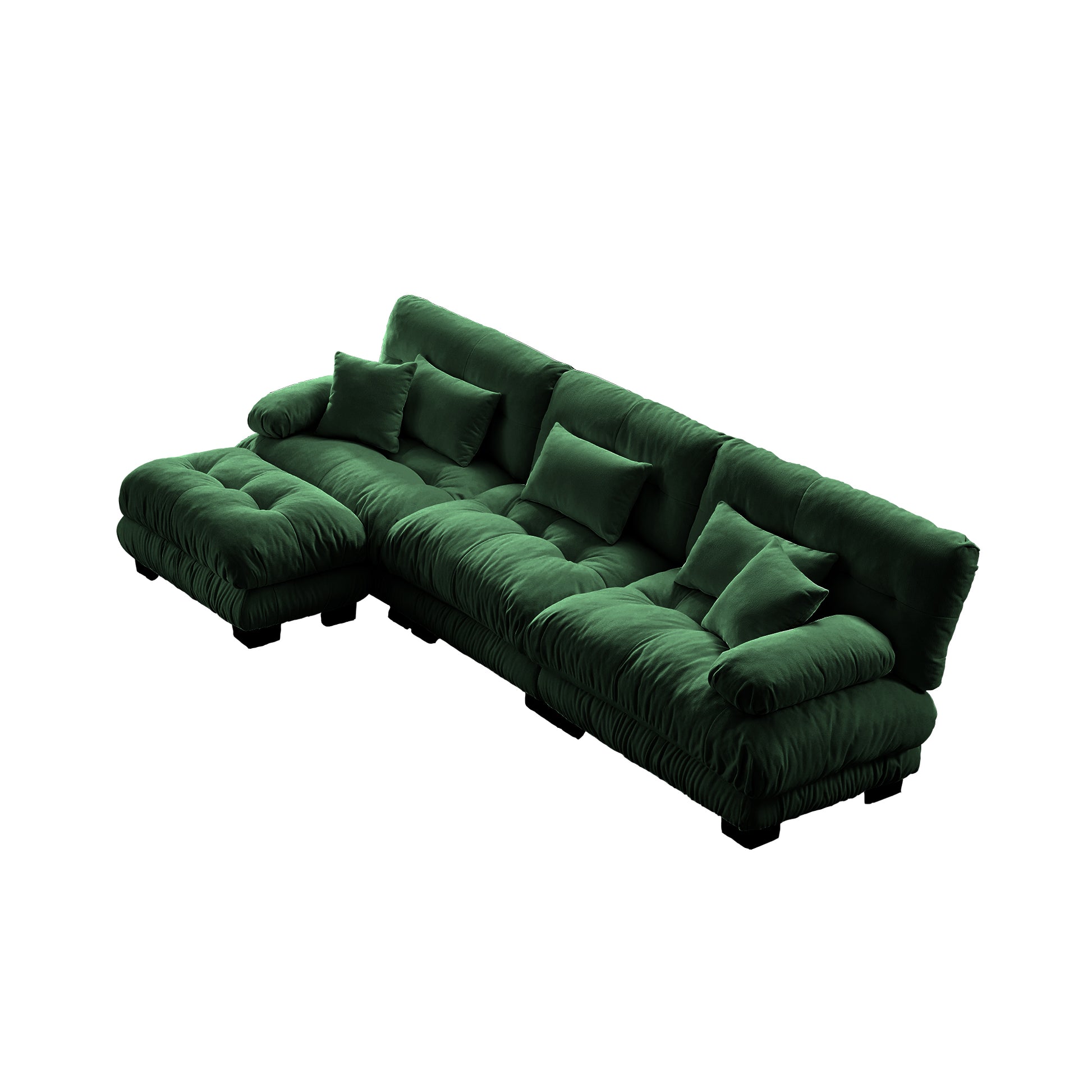 Luxury Modular Sectional Sofa Couch,Oversized L Shaped Cloud Couch for Living Room,Deep Seat Sofa Couch with Convertible Ottoman,Chenille Green image 10