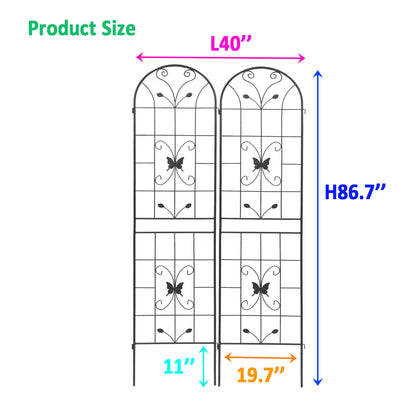 2 Pack Metal Garden Trellis 86.7" x 19.7" Rustproof Trellis for Climbing Plants Outdoor Flower Support Black image 6