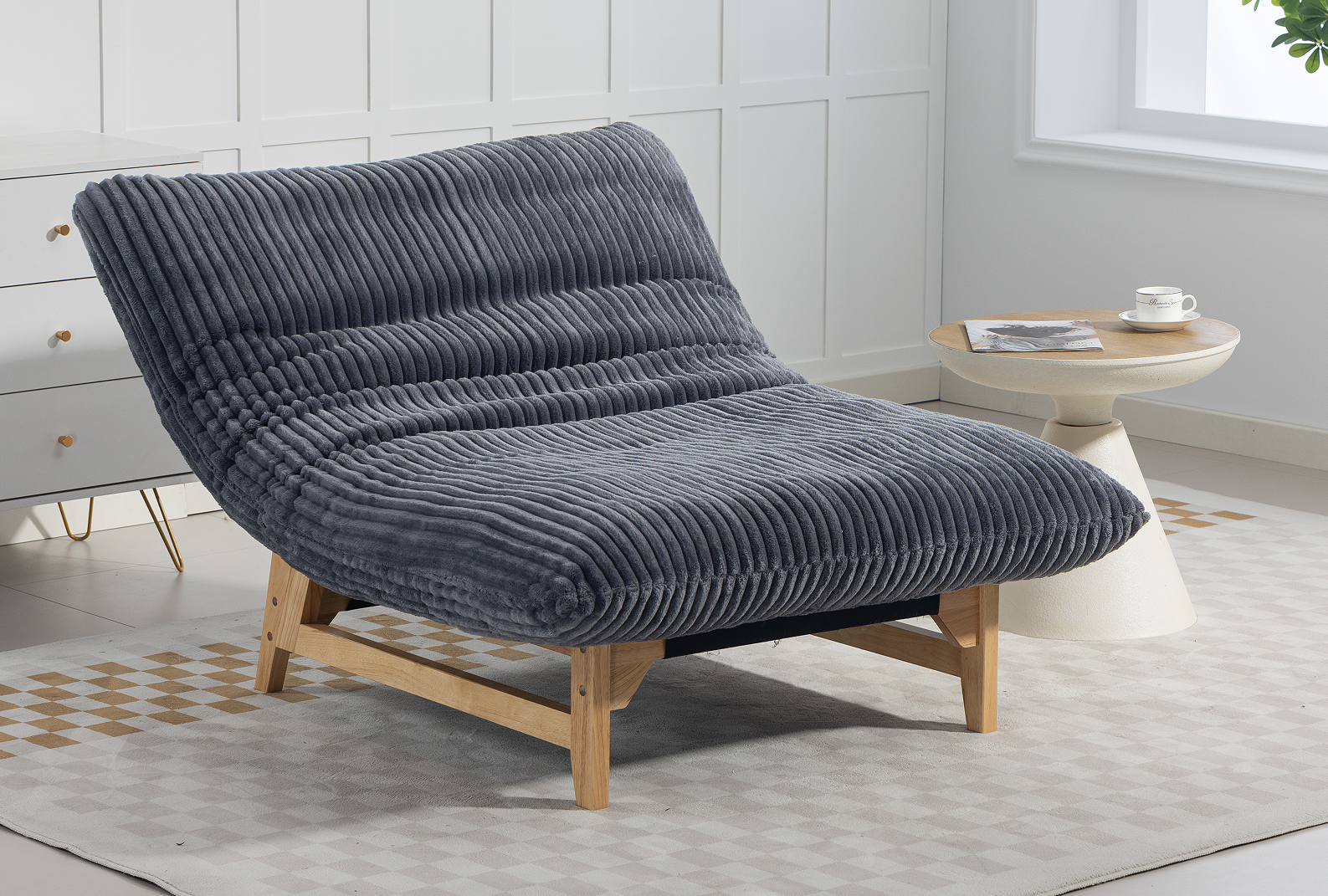 Bean bag chair for Adults,Accent Armless Lazy Sofa, Casual Single Sofa, Corduroy Fabric, For Living Room And Bedroom, With Backrest, Single Seat image 3