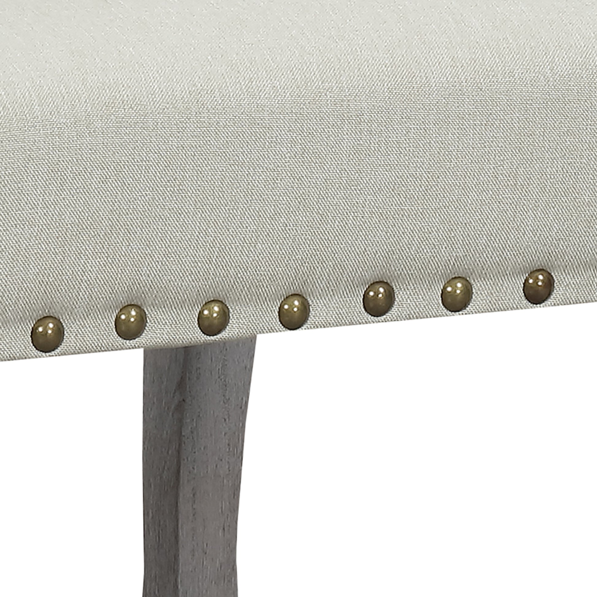 Set of 2 Light Beige Linen Upholstered Dining Chairs, Nailhead Trim Accent Side Chairs with Solid Wood Legs, Easy Assembly for Dining Room Kitchen Bar image 8