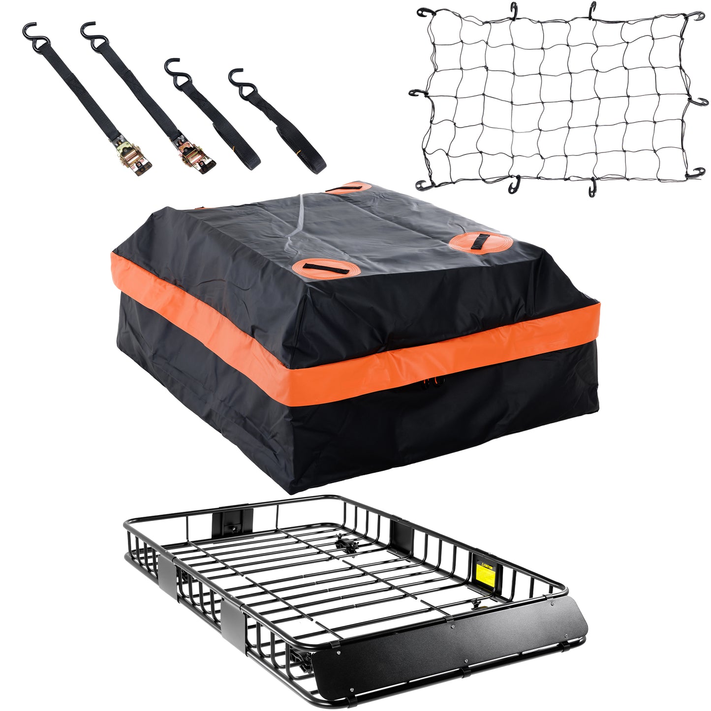 Heavy Duty 64"x 39" Roof Rack, Rooftop Cargo Carrier Basket with Waterproof Bag, Tie Down Strap & Net, Car Top Luggage Holder for SUV, 200lb Capacity, Steel Construction image 1