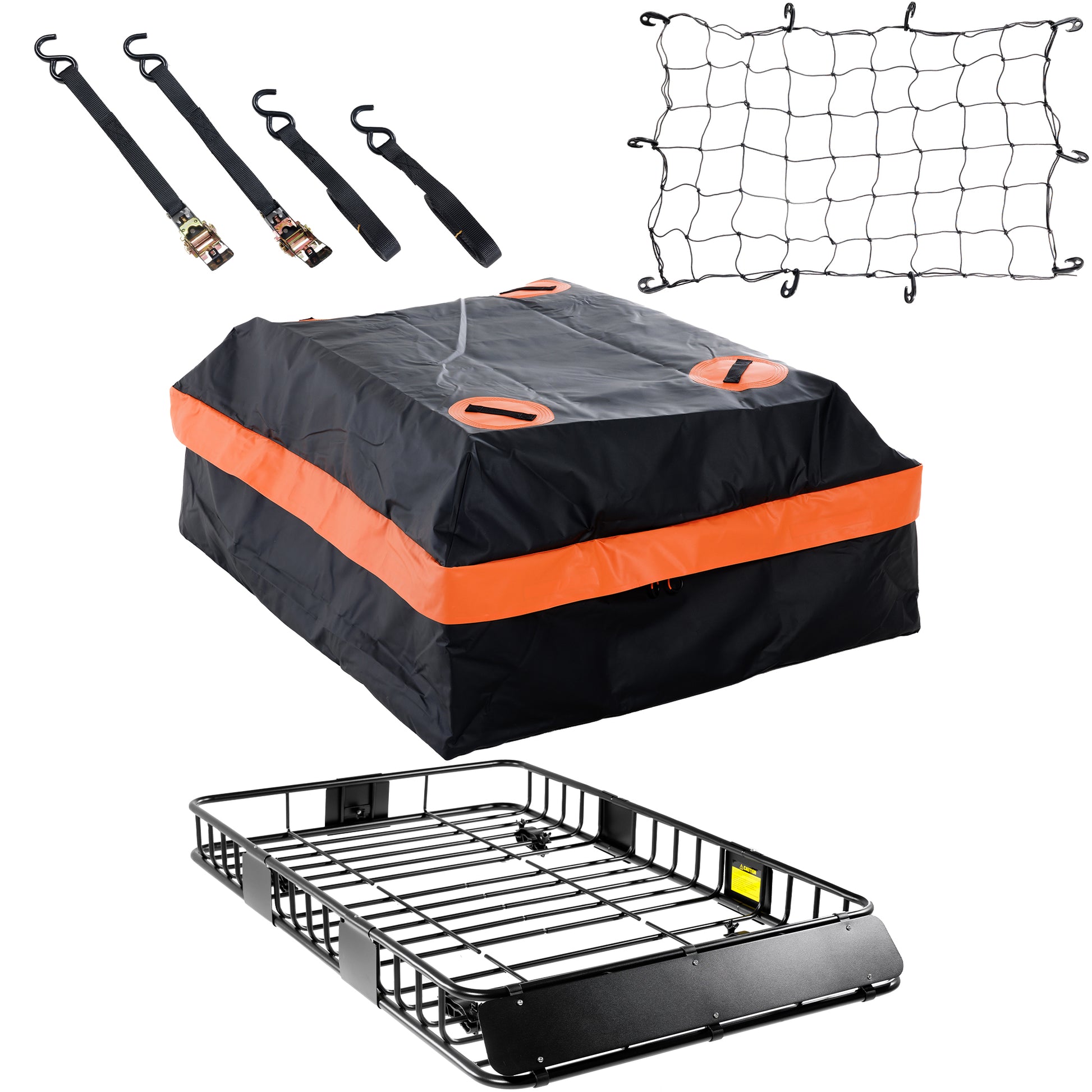 Heavy Duty 64"x 39" Roof Rack, Rooftop Cargo Carrier Basket with Waterproof Bag, Tie Down Strap & Net, Car Top Luggage Holder for SUV, 200lb Capacity, Steel Construction image 1