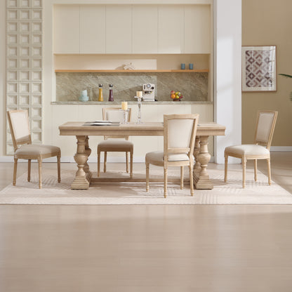 French Country Dining Chairs Set of 2, Upholstered Chairs with T-shaped Back, Wire drawing and carving techniques,Disassemblable, for Living Room, Kitchen, Restaurant Use, Beige image 12