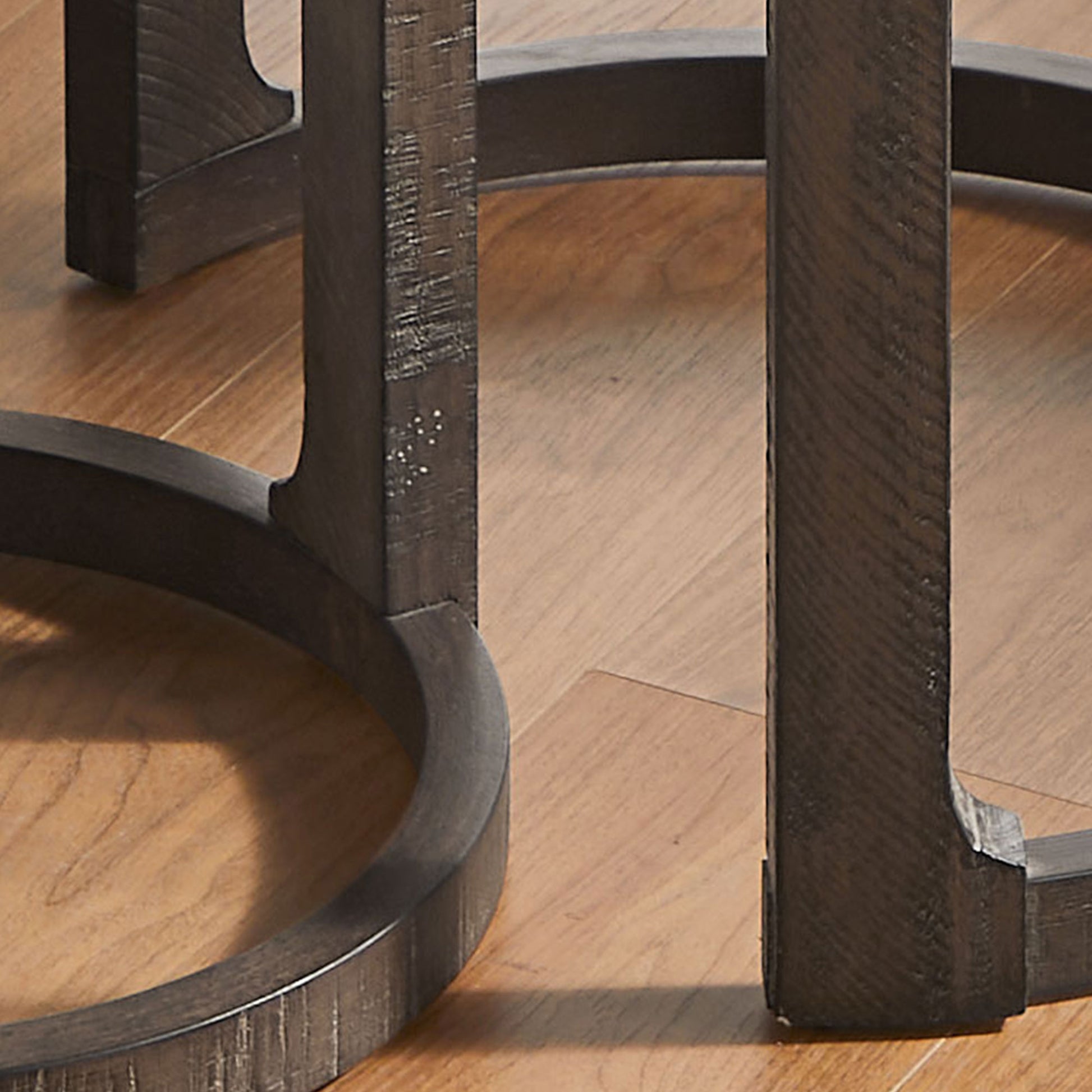 24 inch 2PCS Curved Traditional Round Circle Wooden Coffee Table Set,Mid Century Rustic Style Side Table,End Table for living Room,Office,Apartmen,Drak Brown image 9