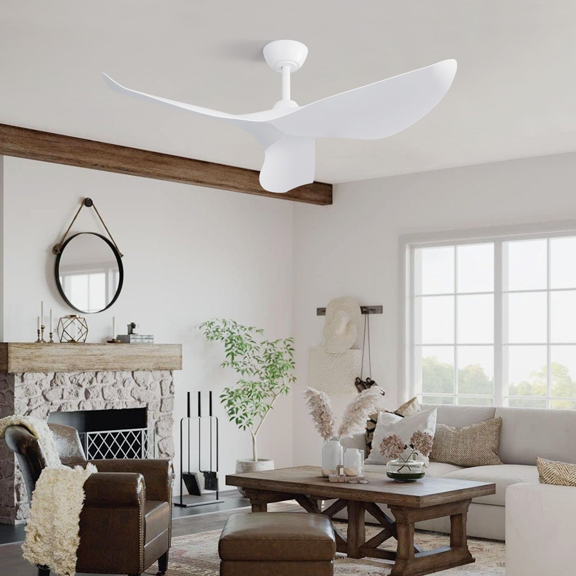 38 Inch Ceiling Fan Without Light, Modern Indoor Outdoor Ceiling Fans with DC Motor Remote Control for Bedroom, Living R image 2
