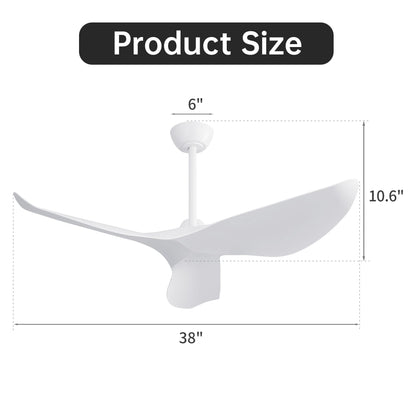 38 Inch Ceiling Fan Without Light, Modern Indoor Outdoor Ceiling Fans with DC Motor Remote Control for Bedroom, Living R image 9