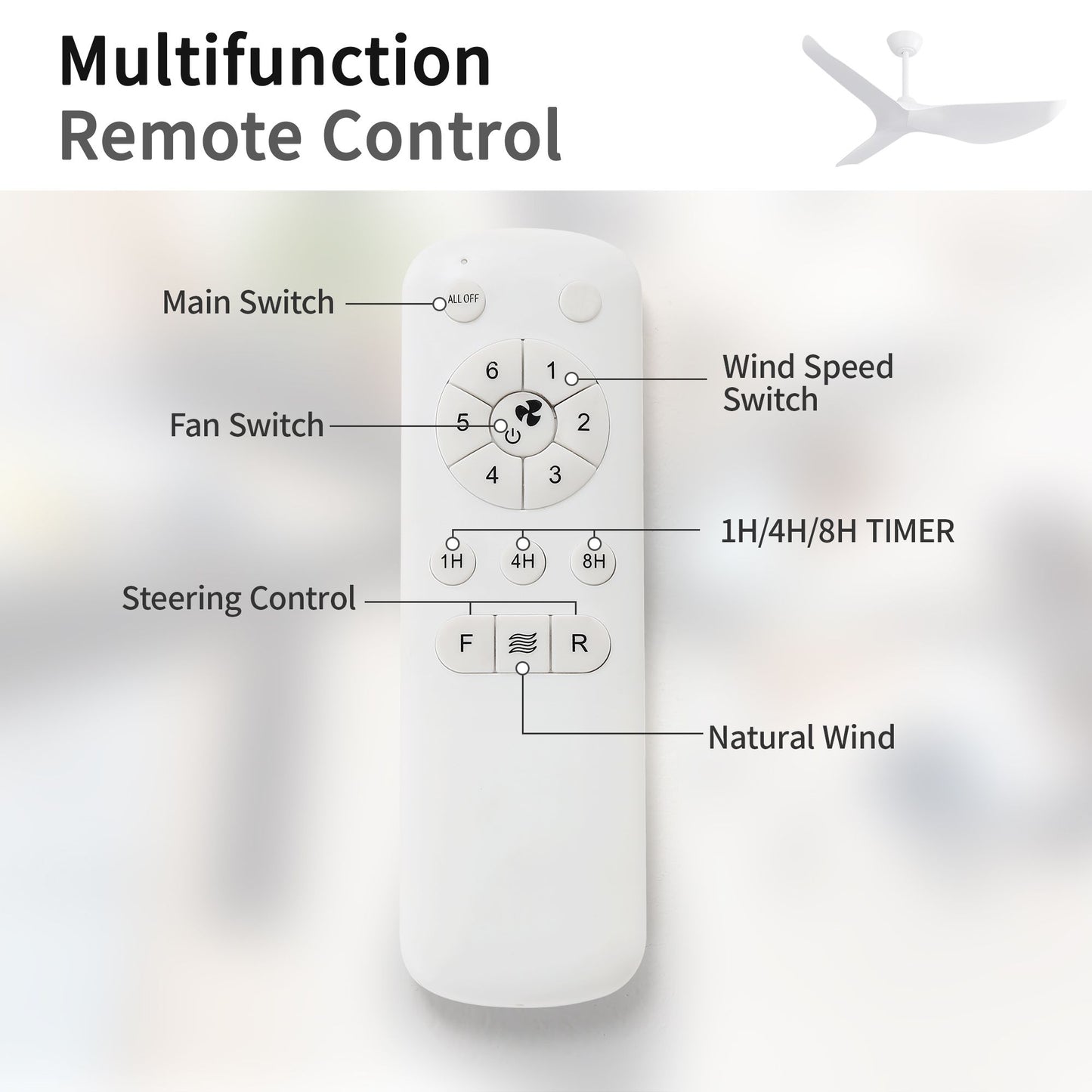 38 Inch Ceiling Fan Without Light, Modern Indoor Outdoor Ceiling Fans with DC Motor Remote Control for Bedroom, Living R image 8