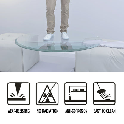 38.6" Inch Round Tempered Glass Table Top Clear Glass 2/5" Inch Thick Beveled Polished Edge (Old Sku:W1265115810) image 8