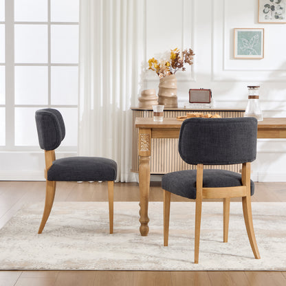 Wooden Dining Chairs Set of 2, Modern Fabric Upholstered Dining Room Chair Kitchen Chairs, Farmhouse Dinner Chair for Kitchen Dining Room image 2